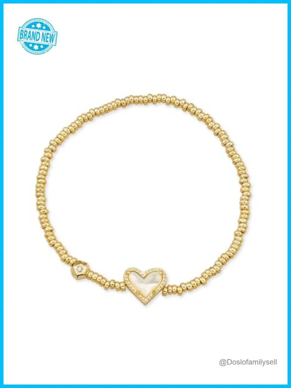 14k Yellow Gold Over Brass Ivory Mother-of-Pearl Stretch Bracelet